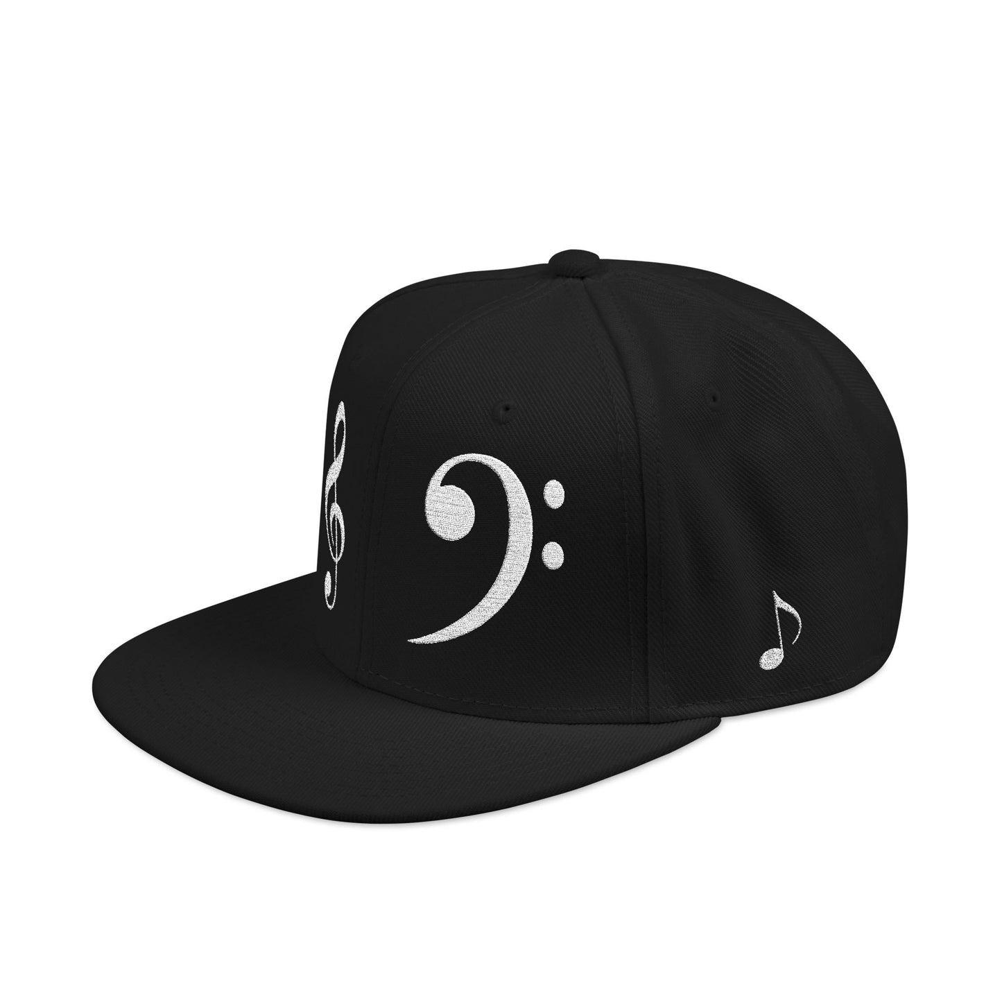 Bass Clef Snapback Hat — Embroidered Music Note Cap for Musicians & Music Lovers