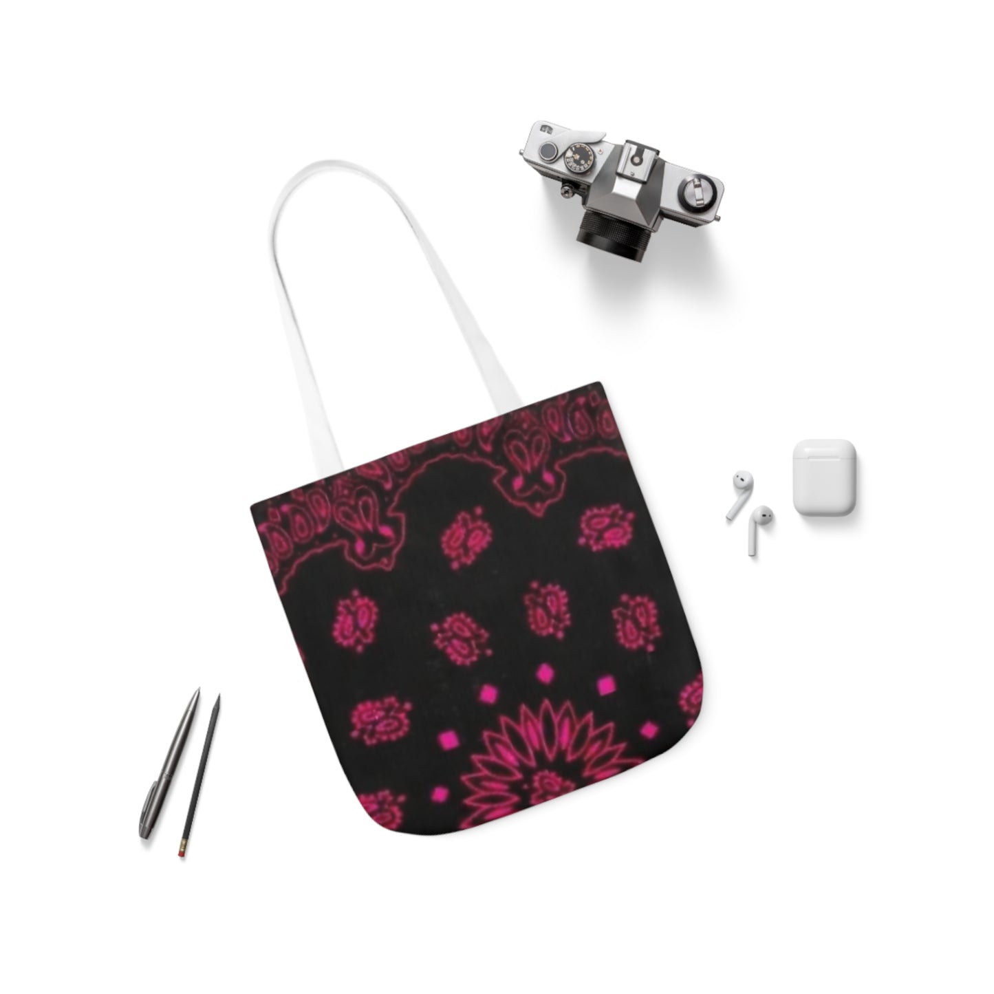 Woman’s Bandana Canvas Tote Bag, Canvas Tote Bag, 5-Color Straps
