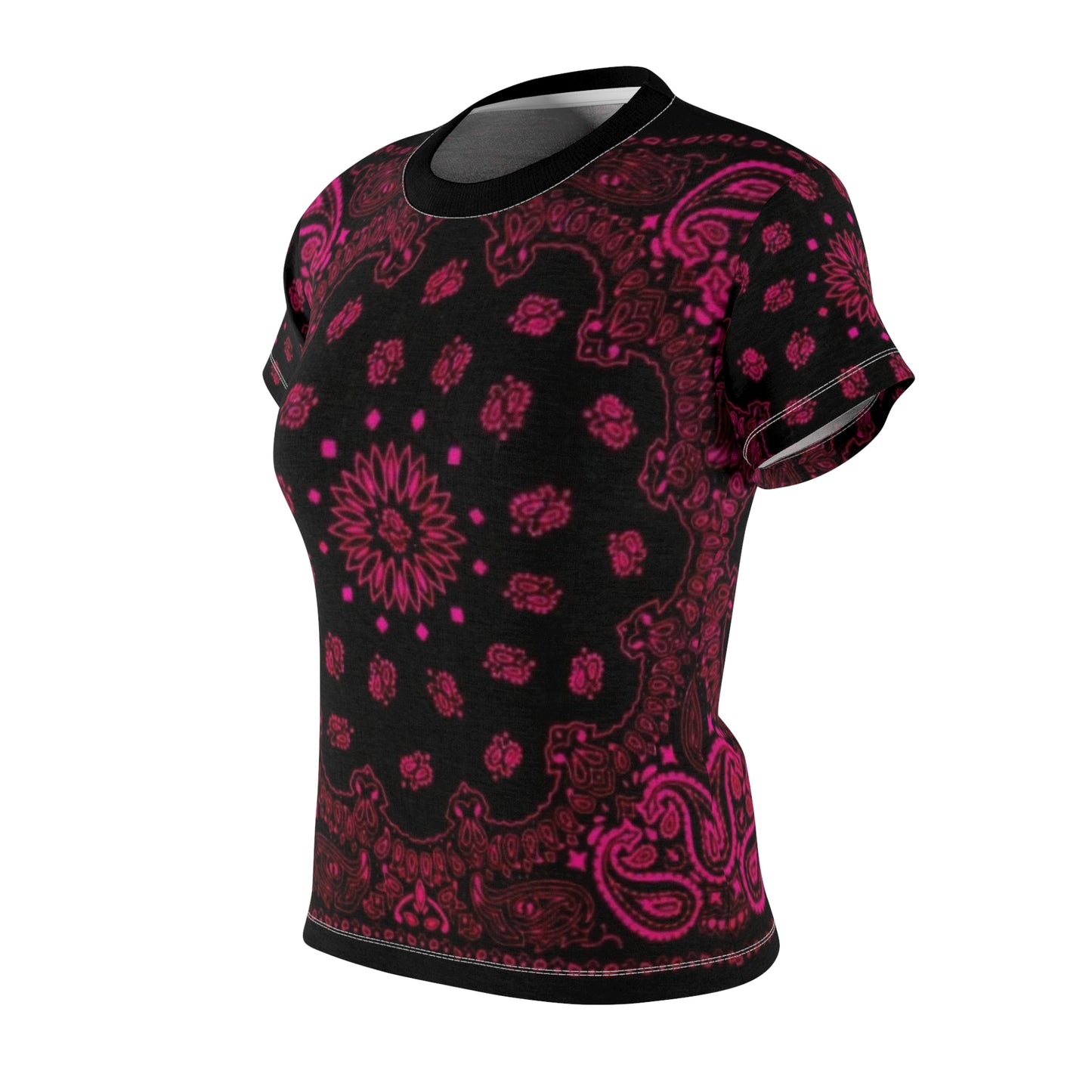 Woman’s Pink Bandana Shit, Comfortable Woman’s Bandanna Shirt, OG Women's Cut & Sew Tee (AOP)