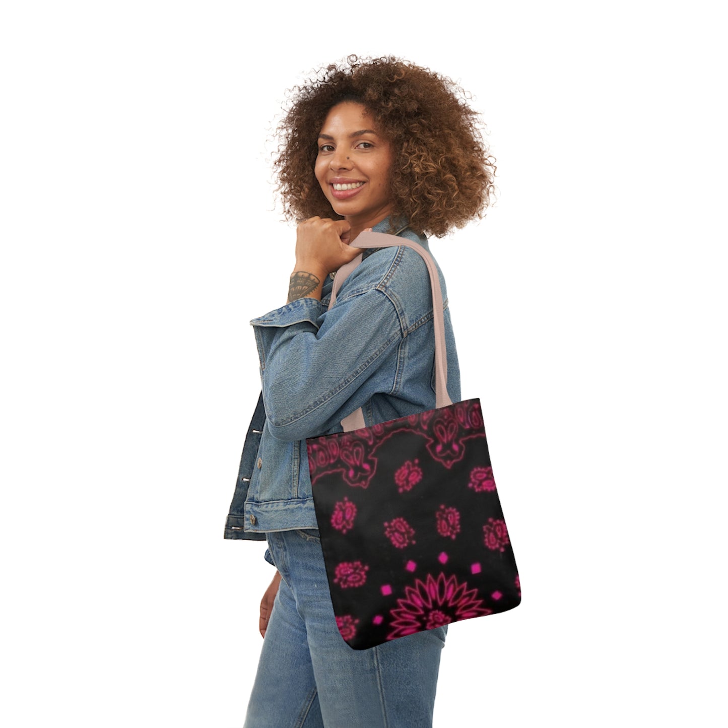 Woman’s Bandana Canvas Tote Bag, Canvas Tote Bag, 5-Color Straps