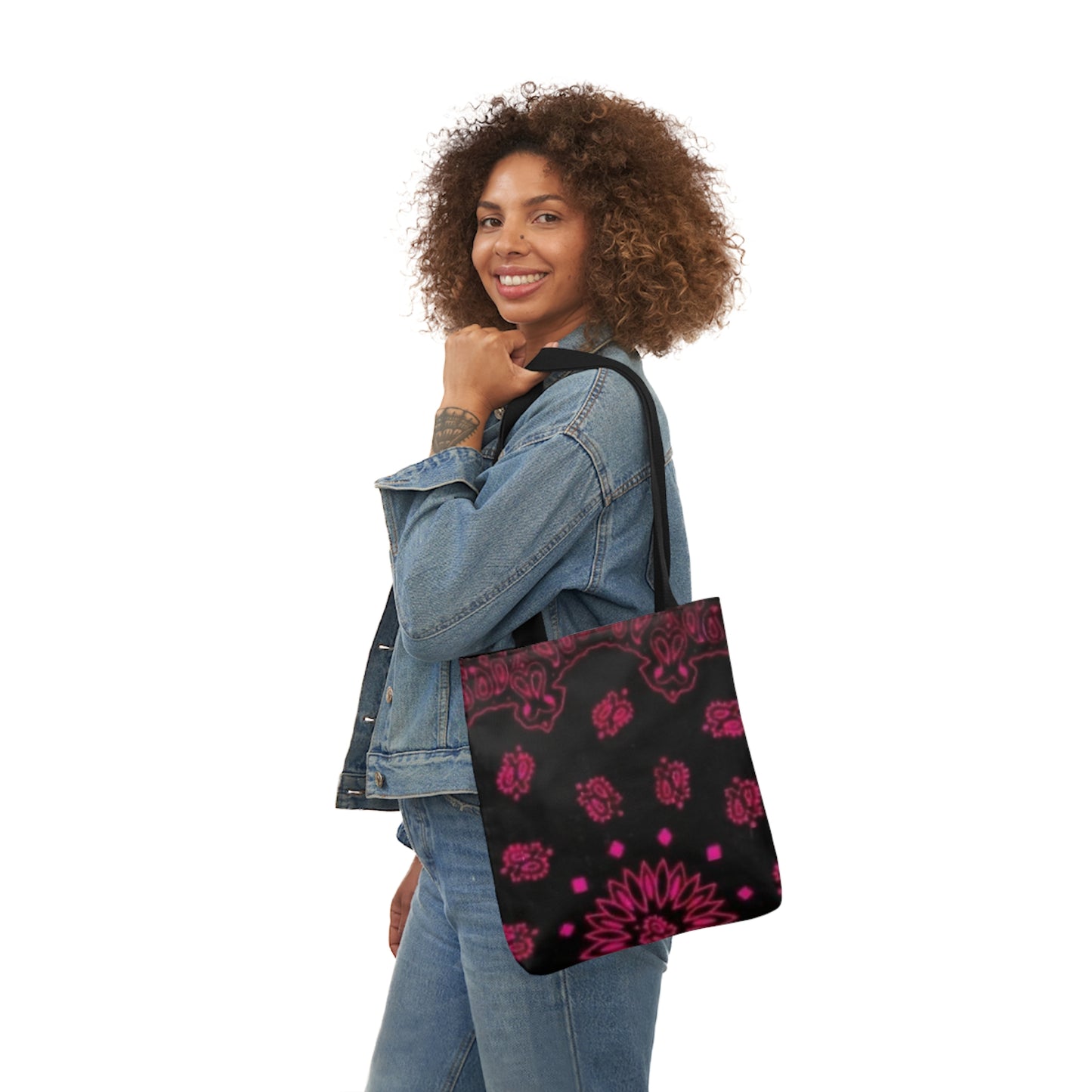 Woman’s Bandana Canvas Tote Bag, Canvas Tote Bag, 5-Color Straps