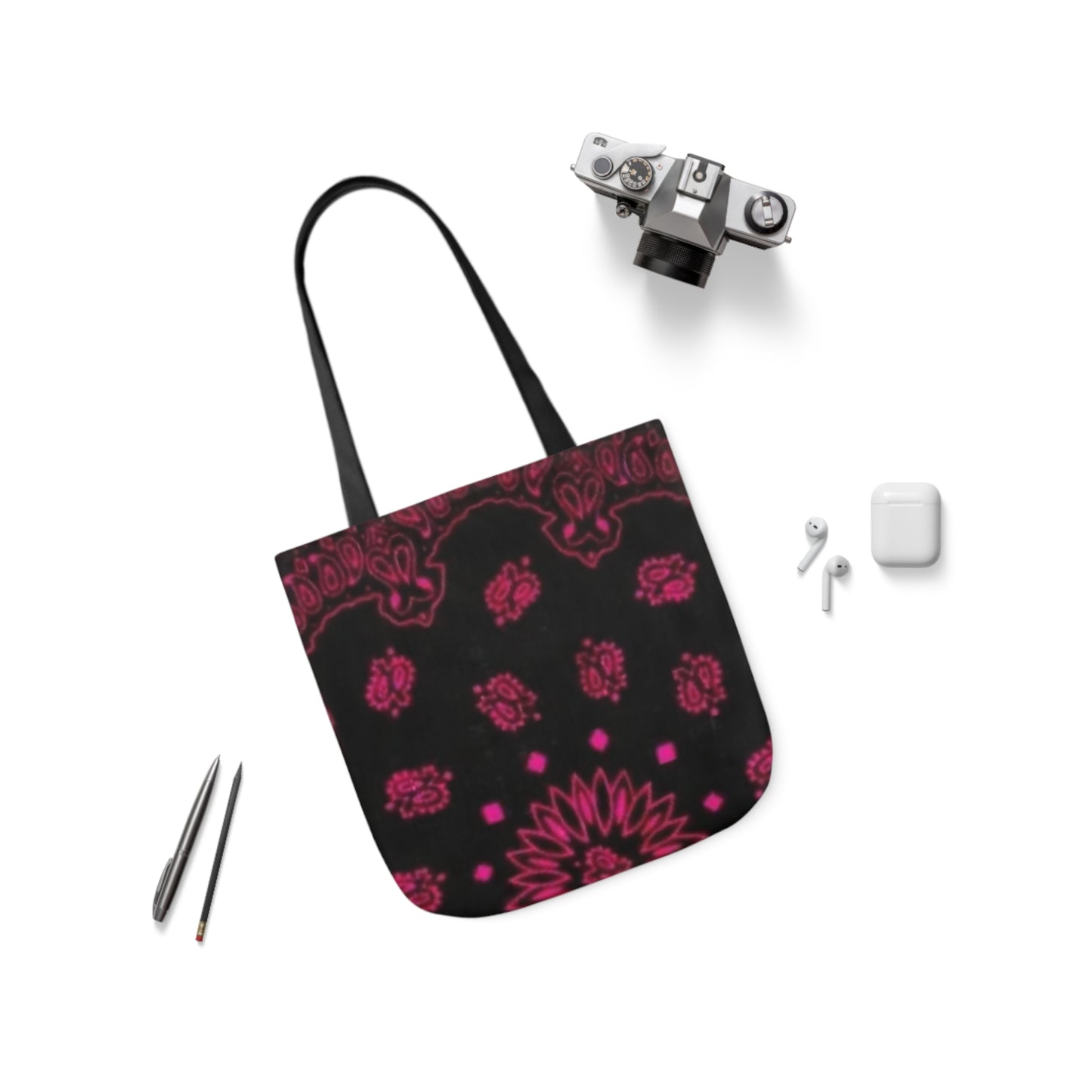 Woman’s Bandana Canvas Tote Bag, Canvas Tote Bag, 5-Color Straps