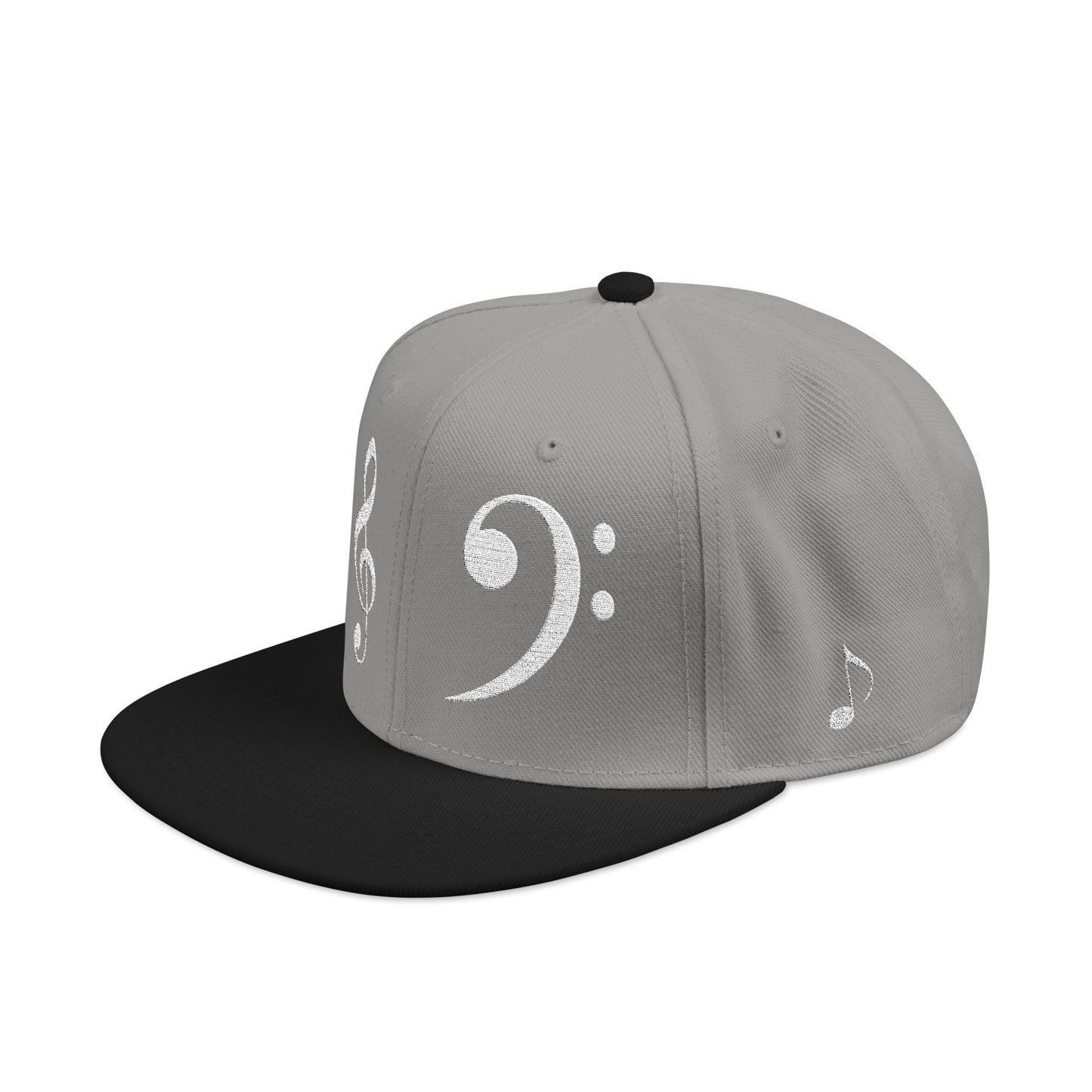 Bass Clef Snapback Hat — Embroidered Music Note Cap for Musicians & Music Lovers