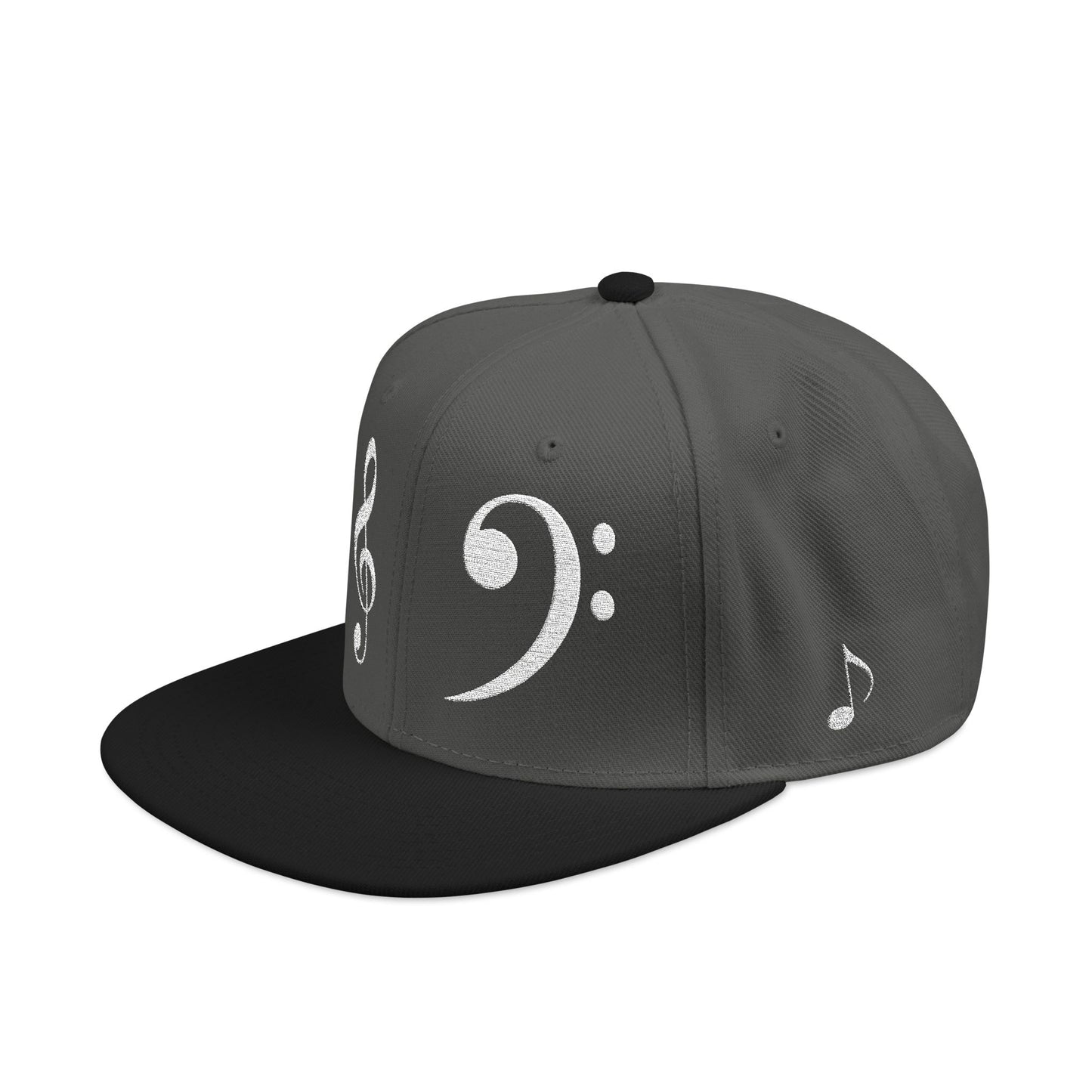 Bass Clef Snapback Hat — Embroidered Music Note Cap for Musicians & Music Lovers