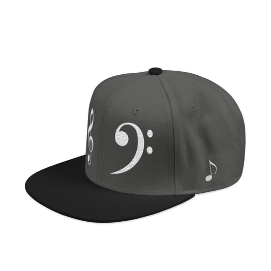 Bass Clef Snapback Hat — Embroidered Music Note Cap for Musicians & Music Lovers