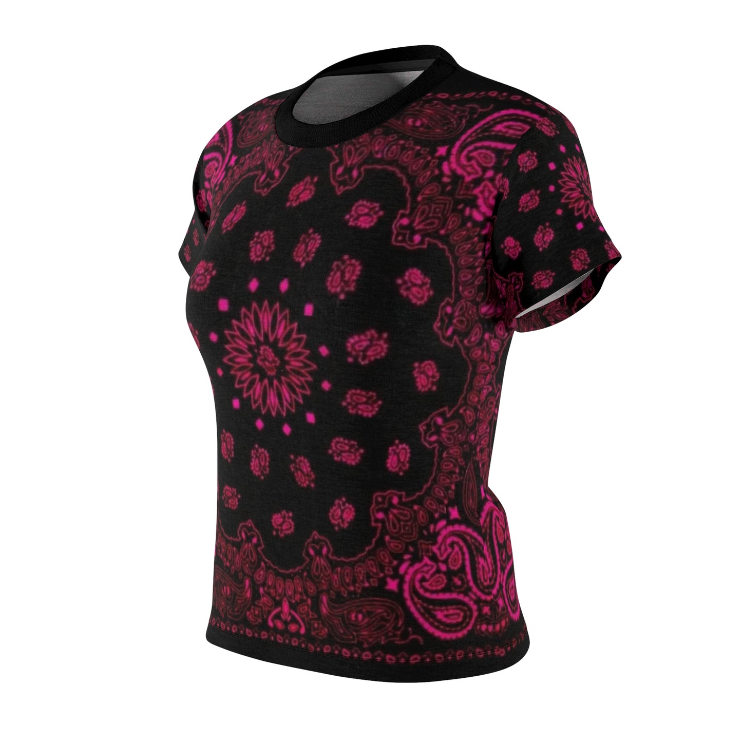 Woman’s Pink Bandana Shit, Comfortable Woman’s Bandanna Shirt, OG Women's Cut & Sew Tee (AOP)