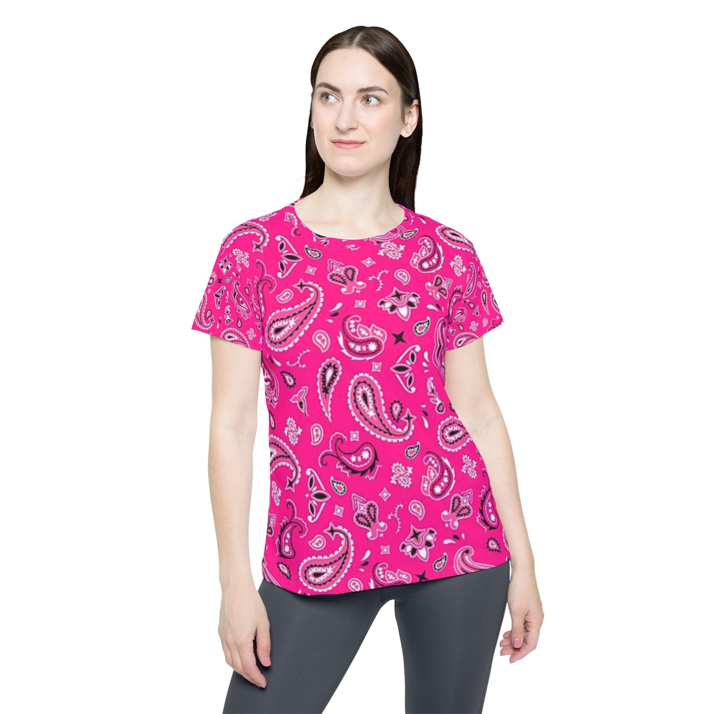 Woman’s Bandanna Shirt, Comfortable Woman’s Pink Bandanna Shirt, Women's Sports Jersey (AOP)