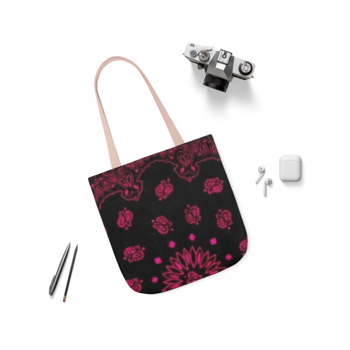 Woman’s Bandana Canvas Tote Bag, Canvas Tote Bag, 5-Color Straps