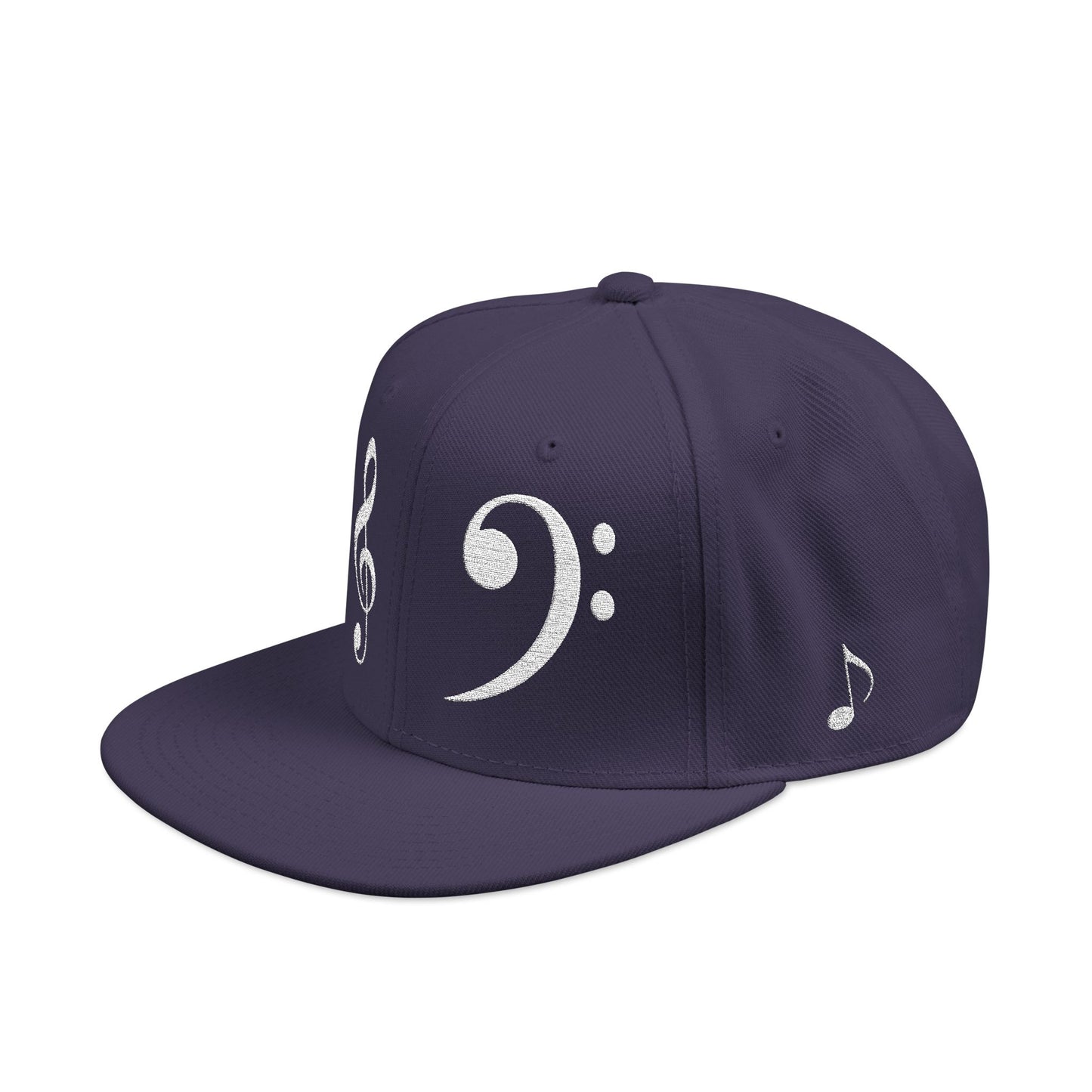 Bass Clef Snapback Hat — Embroidered Music Note Cap for Musicians & Music Lovers