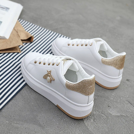 White Shoes Women Sneakers Casual Platform Fashion Rhinestone Chaussures Femme Bee Lady Footware Walking Shoes ST351