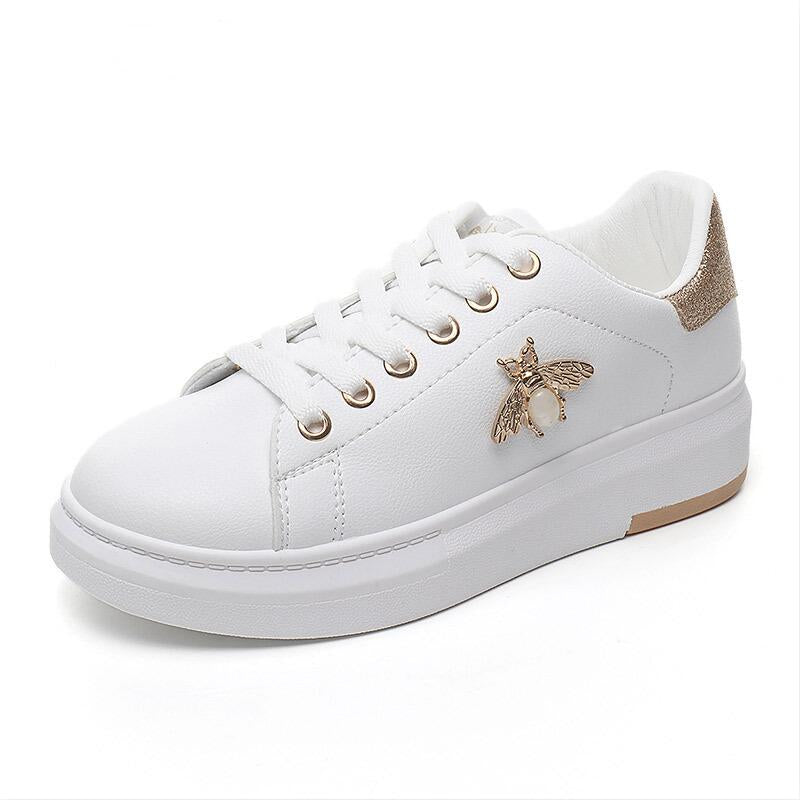 White Shoes Women Sneakers Casual Platform Fashion Rhinestone Chaussures Femme Bee Lady Footware Walking Shoes ST351
